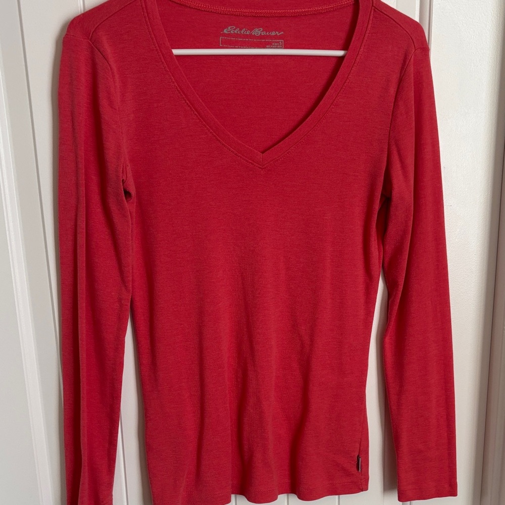 Eddie Bauer Women's Long Sleeve Red Tee